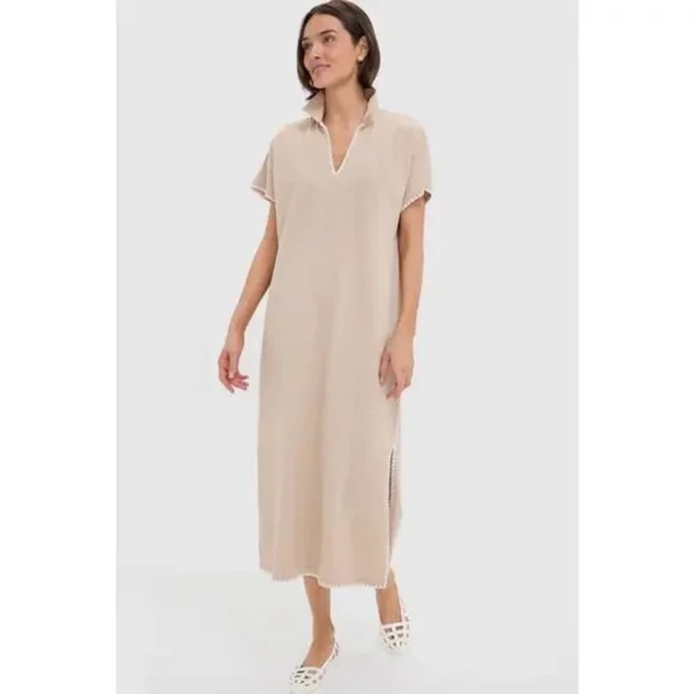 TUCKERNUCK Sandstone Pique Melissa Maxi POLO COTTON WHIPSTITCH Dress MEDIUM M